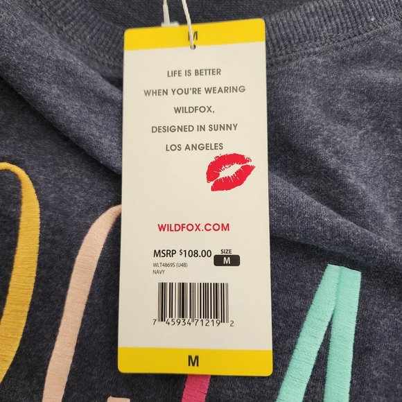 NWT Wildfox Embroidered “Social” Statement Sweatshirt Size Medium - Picture 8 of 9